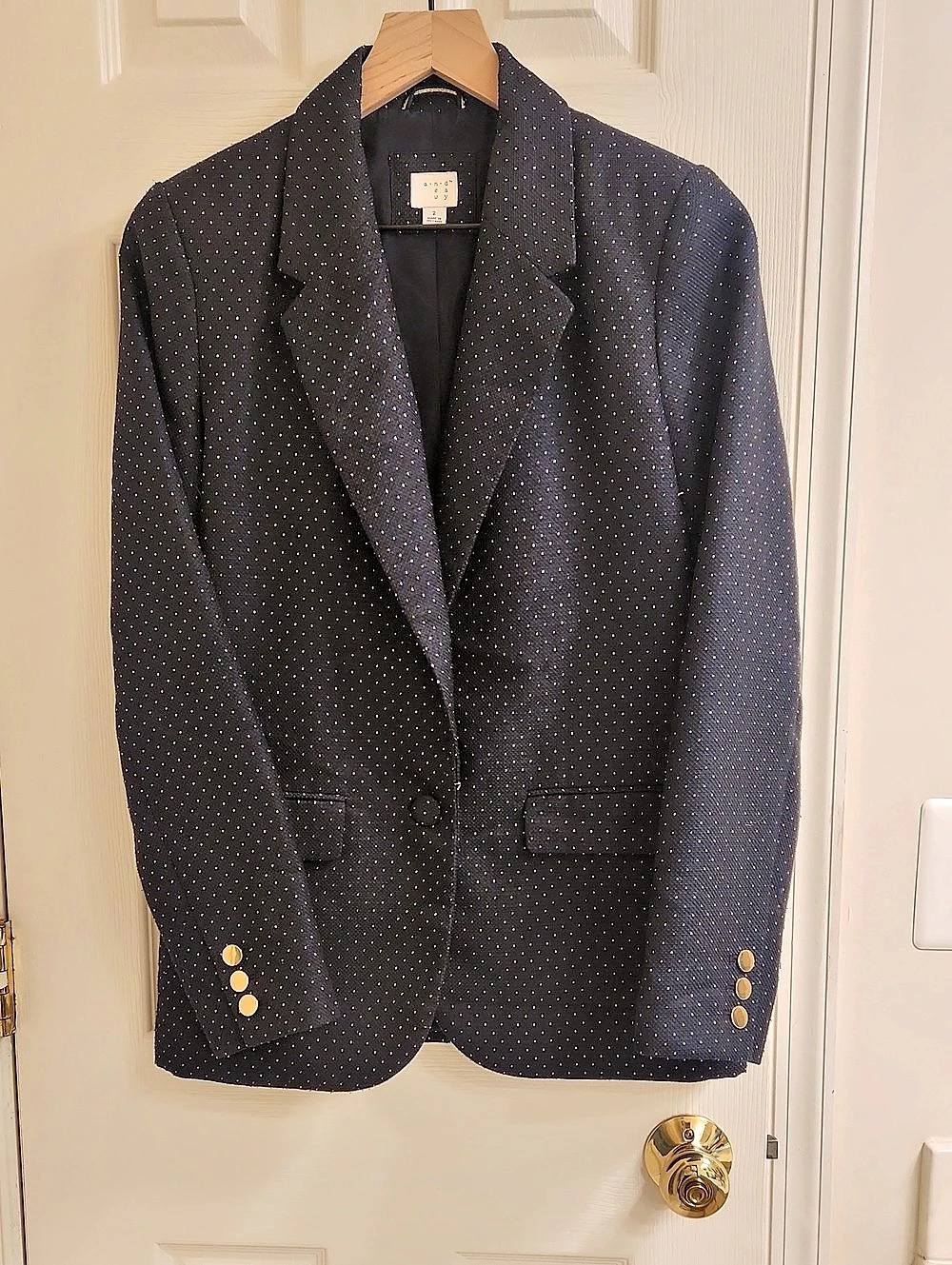 A New Day Polka Dot Single-Button Blazer Navy